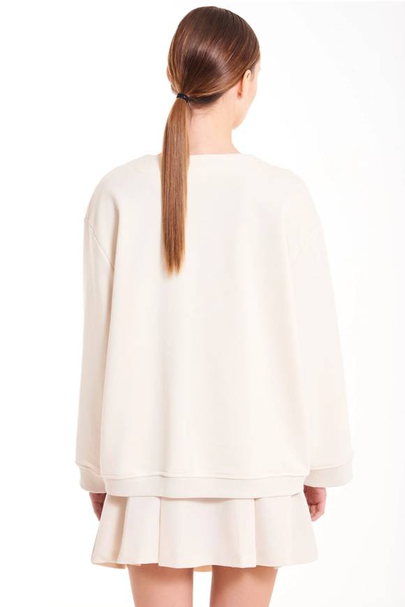 Please Jeans VICOLO SWEATER COLLEGE - RB0 116 - LATTE Qualità Garantita