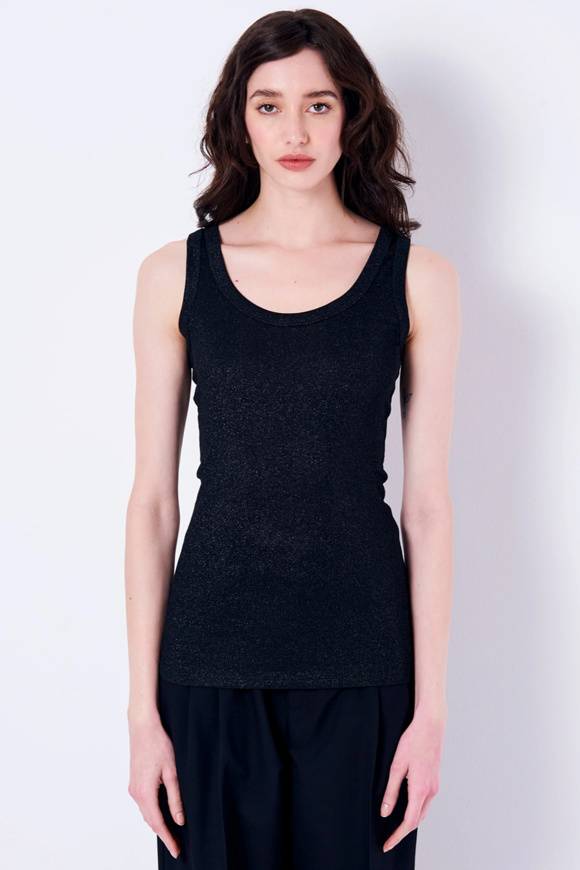 Please Jeans VICOLO TANK-TOP GLITTER - UB0 009 - BLACK I Più Venduti