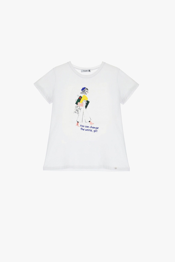 Please Jeans PLEASE T-SHIRT - T76 326 - WHITE Nuovo