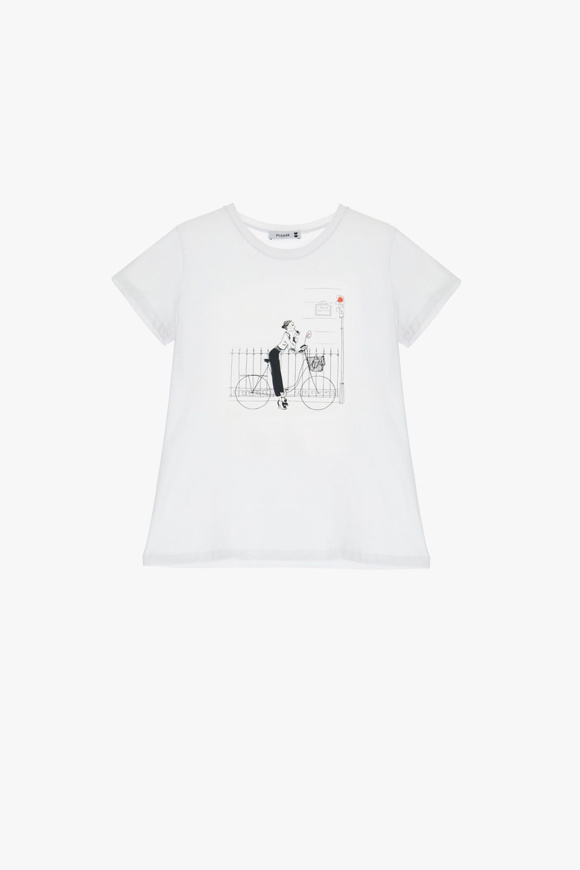 Please Jeans PLEASE T-SHIRT - T76 323 - WHITE Qualità