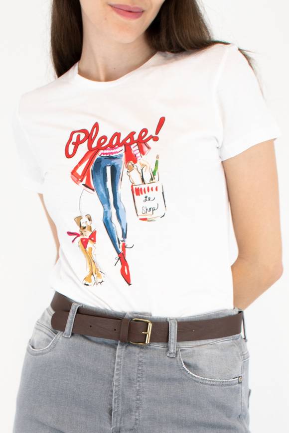 Please Jeans PLEASE T-SHIRT - T76 329 - WHITE Vendita