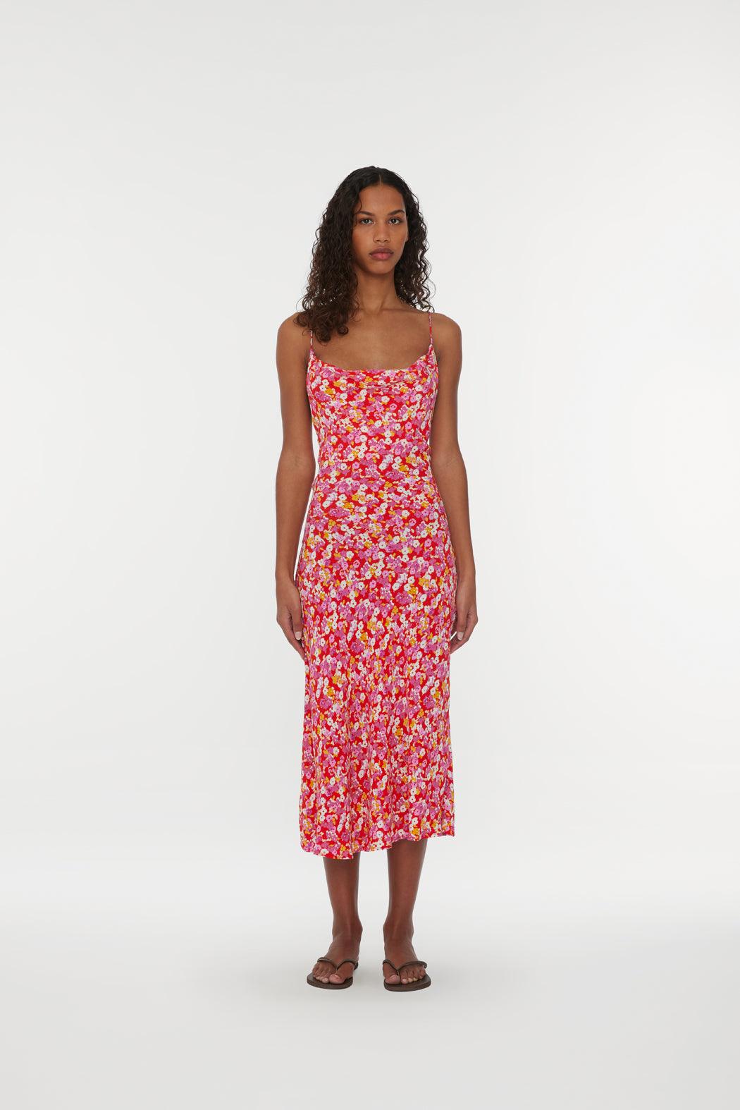 Reina Olga Jacquard Midi Strap Dress Promozione Limitata