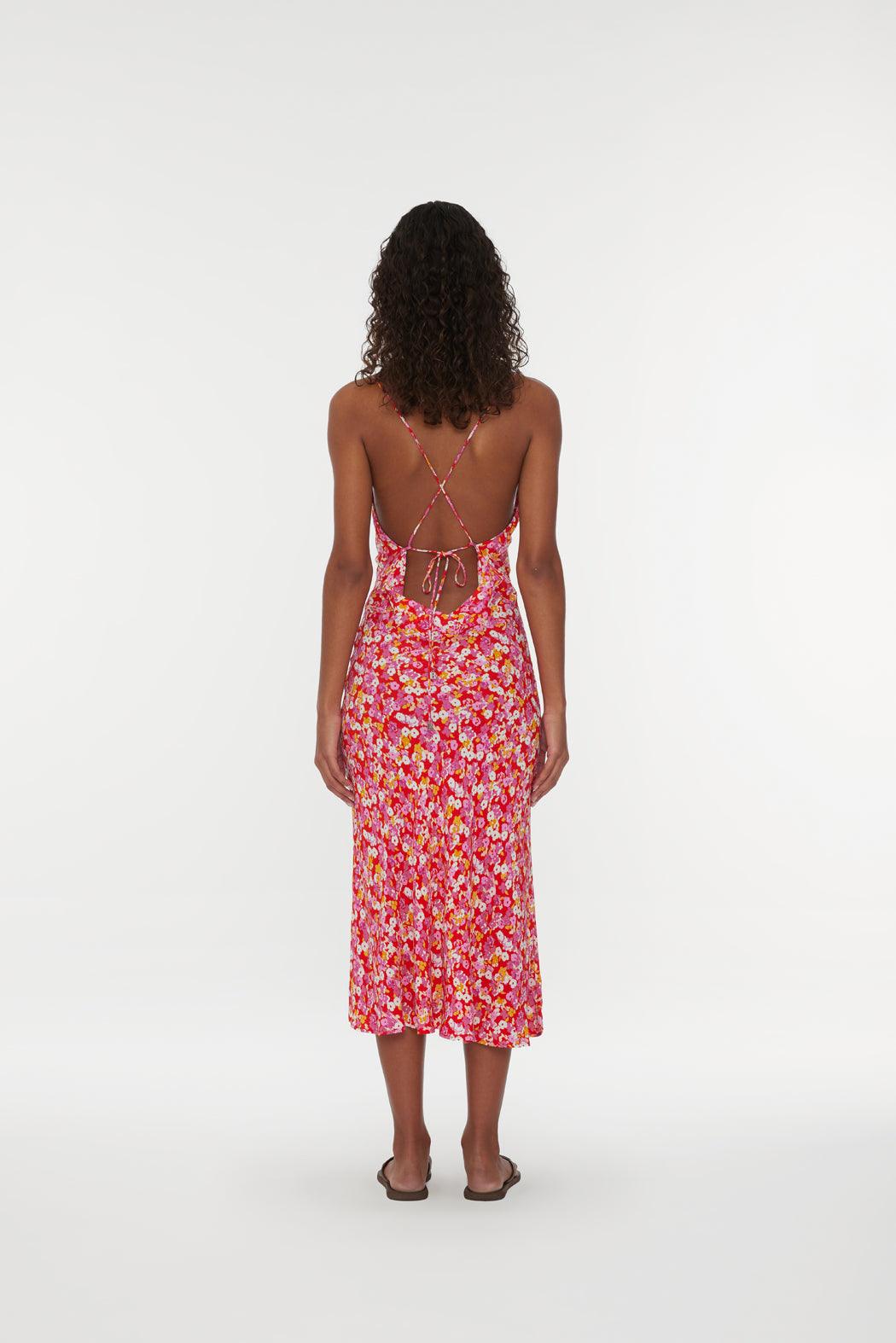 Reina Olga Jacquard Midi Strap Dress Promozione Limitata