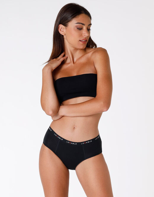Lovable Culotte da ciclo lavabile flusso abbondante in cotone biologico certificato, nero Consegna Veloce
