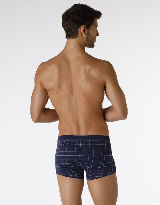 Lovable Boxer Casual Stretch Cotton in cotone elasticizzato, blu navy con stampa a quadri Sconto