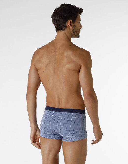 Lovable Boxer Casual Stretch Cotton in cotone elasticizzato, azzurro con stampa a quadri Offerta