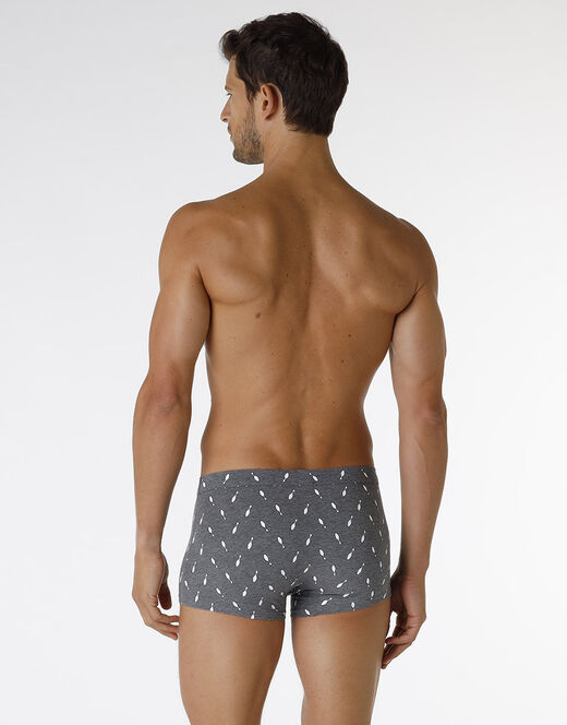 Lovable Boxer Printed Stretch Cotton in cotone elasticizzato, grigio melange stampato Saldi
