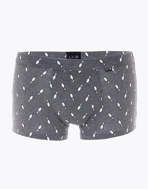Lovable Boxer Printed Stretch Cotton in cotone elasticizzato, grigio melange stampato Saldi