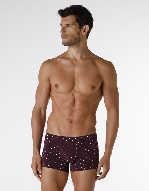 Lovable Boxer Classic Cotton Modal, bordeaux con stampa geometrica Vendita Calda