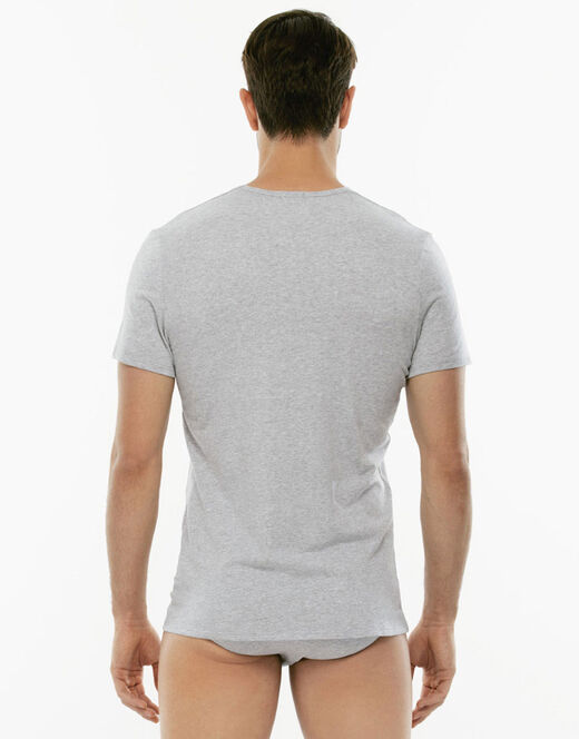 Lovable T-Shirt Cotton Stretch in cotone elasticizzato scollo a V, grigio melange Saldi Di Fabbrica