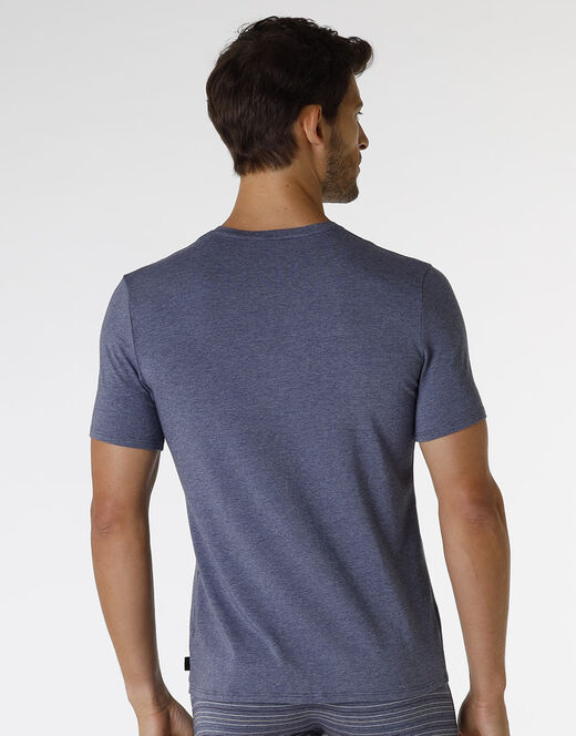 Lovable T-shirt Rephined Cotton Modal, blu melange In Linea