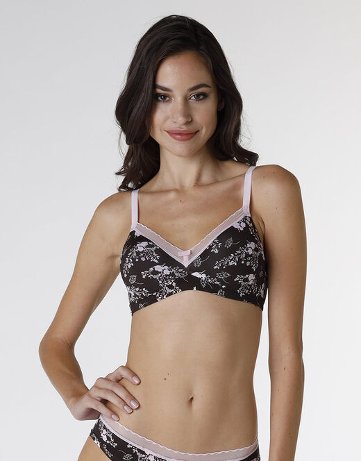 Lovable Reggiseno senza ferretto My Daily Comfort Printed in microfibra, fiori caffè Saldi