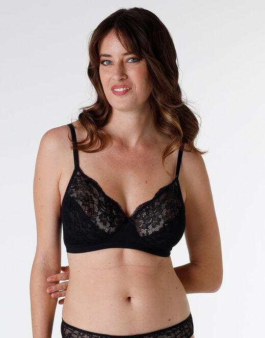 Lovable Reggiseno senza ferretto Sophisticated Lace in pizzo e tulle, nero Nuova