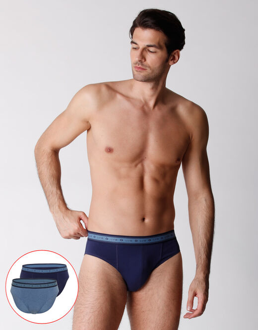 Lovable Slip bipack uomo in cotone biologico, blu melange Vendita Economica