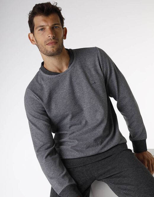 Lovable Pigiama lungo in interlock 290gr, grigio effetto melange Nuova