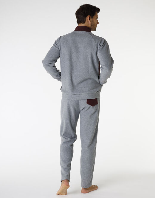 Lovable Homewear aperto in pile, grigio melange scuro e bordeaux 2025