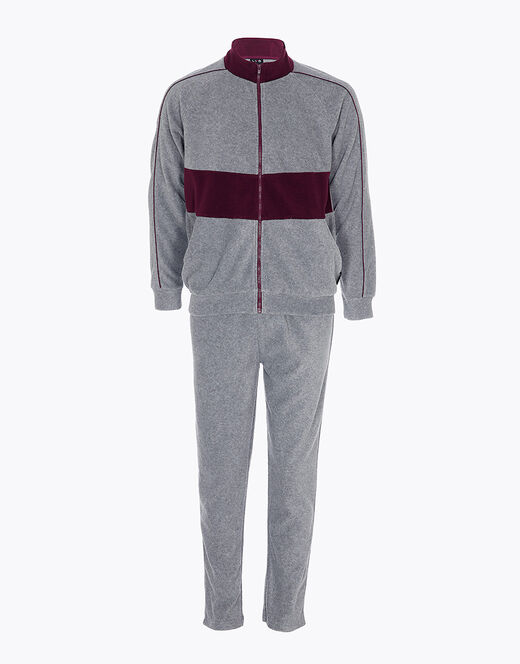 Lovable Homewear aperto in pile, grigio melange scuro e bordeaux 2025