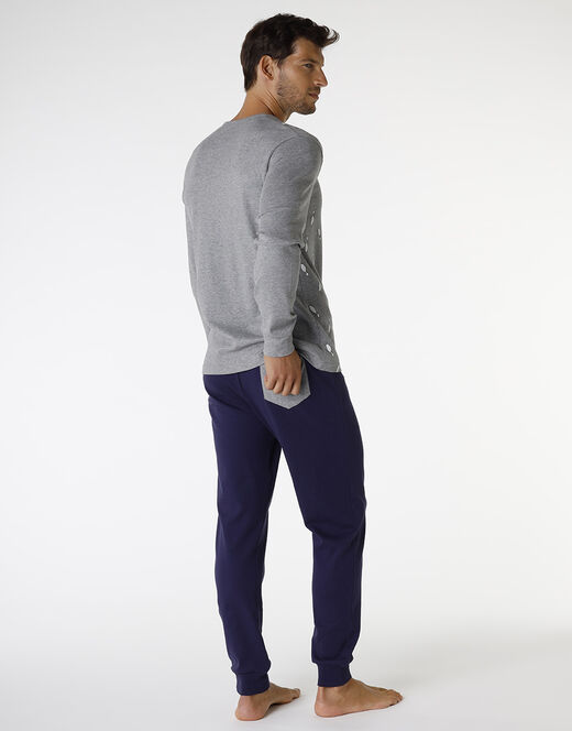 Lovable Pigiama lungo in cotone, grigio melange scuro stampa bowling Italia