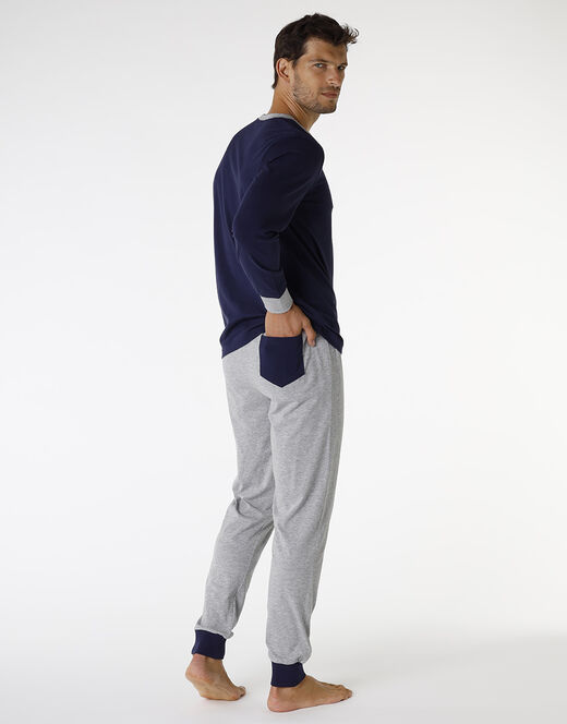 Lovable Pigiama in jersey di cotone, blu navy e grigio melange Acquista Ora