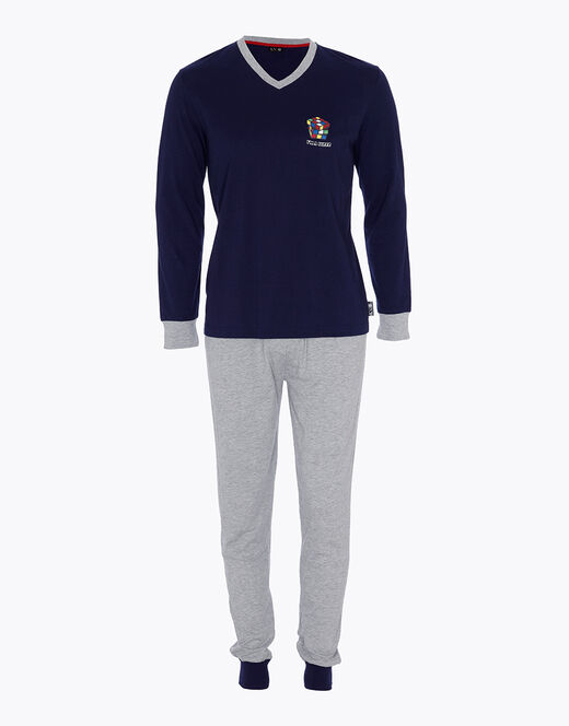 Lovable Pigiama in jersey di cotone, blu navy e grigio melange Acquista Ora