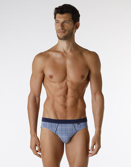 Lovable Slip Casual Stretch Cotton in cotone elasticizzato, azzurro con stampa a quadri Shopping Online