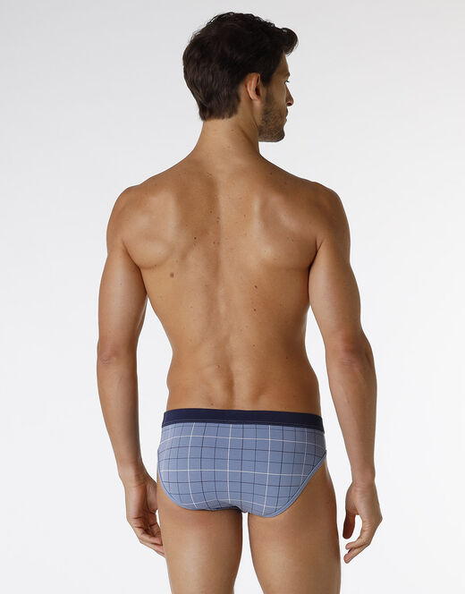 Lovable Slip Casual Stretch Cotton in cotone elasticizzato, azzurro con stampa a quadri Shopping Online