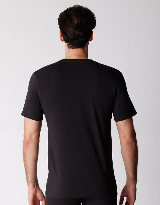 Lovable T-shirt scollo a V uomo in cotone biologico, confezione x2 nero Prezzo Ridotto
