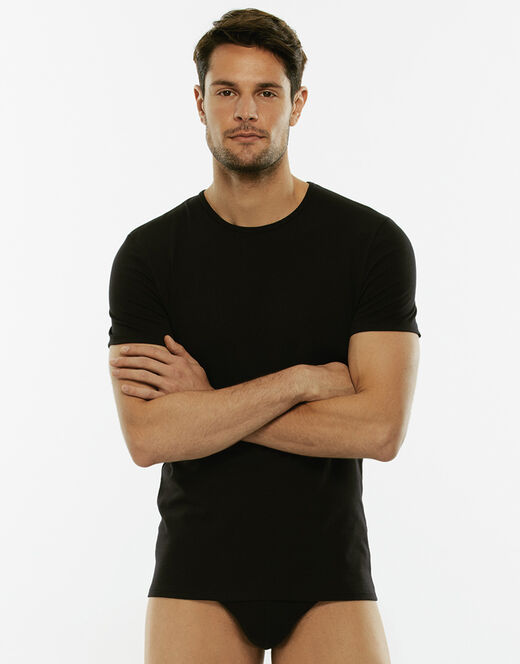 Lovable T-Shirt girocollo Cotton Stretch in cotone elasticizzato, nero