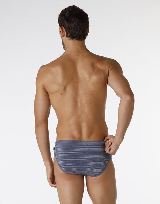 Lovable Slip Rephined Cotton Modal, blu melange a righe In Saldo