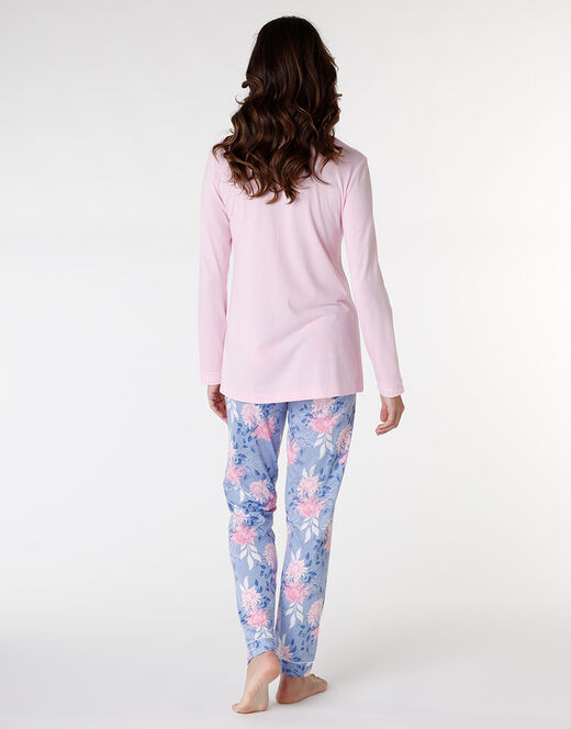 Lovable Pigiama lungo aperto in cotone modal, rosa con stampa floreale Moda