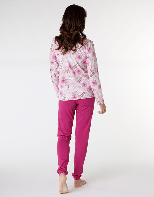Lovable Pigiama lungo in jersey di cotone, rosa con stampa floreale 2025