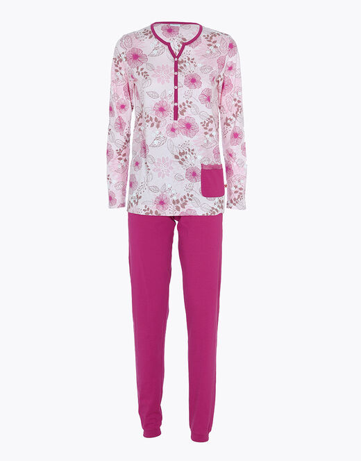 Lovable Pigiama lungo in jersey di cotone, rosa con stampa floreale 2025
