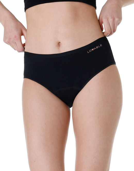 Lovable Slip midi assorbente lavabile in cotone elasticizzato, nero Fino Al -60%