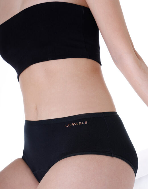 Lovable Slip midi assorbente lavabile in cotone elasticizzato, nero Fino Al -60%