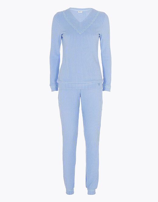 Lovable Pigiama lungo in viscosa, color azzurro ortensia Online