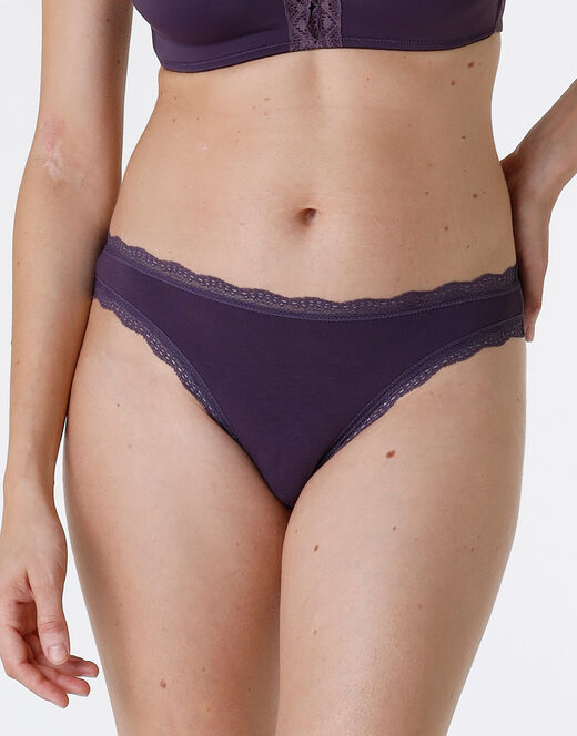 Lovable Slip Lovable Panties in cotone e pizzo elasticizzati, tornado scuro Saldi
