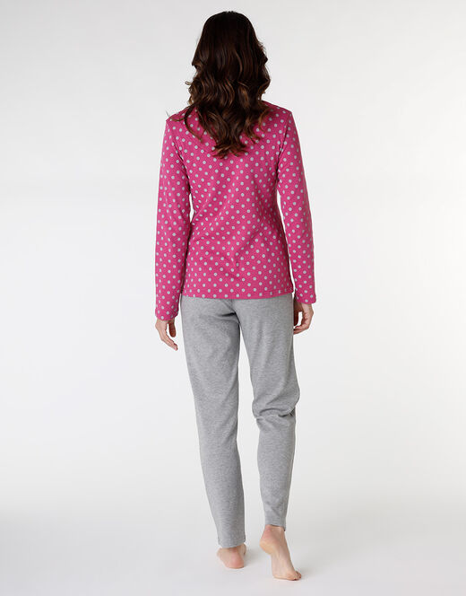 Lovable Pigiama lungo aperto in interlock cotone e viscosa, rosa ciclamino Offerte