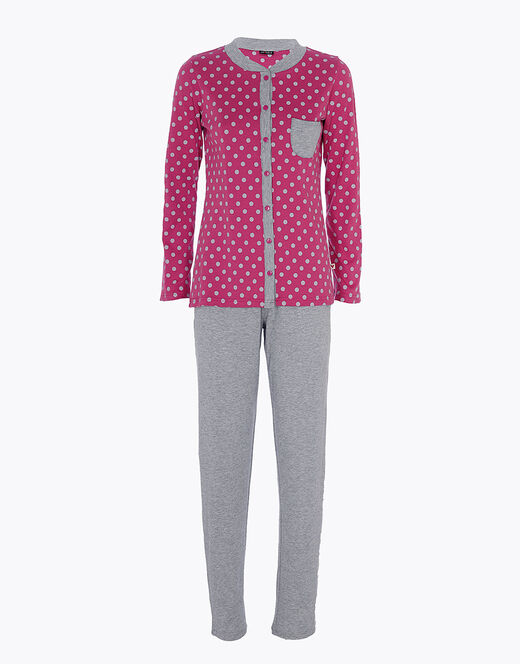 Lovable Pigiama lungo aperto in interlock cotone e viscosa, rosa ciclamino Offerte