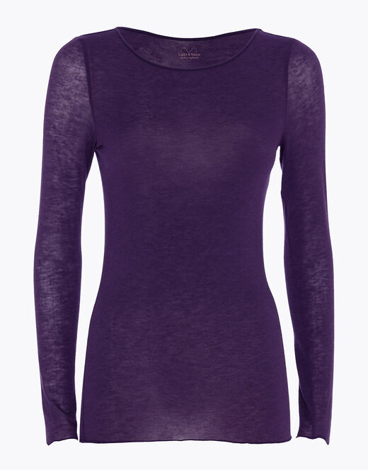 Lovable Maglia con scollo a barchetta e manica lunga in modal e cashmere, tornado scuro In Saldo