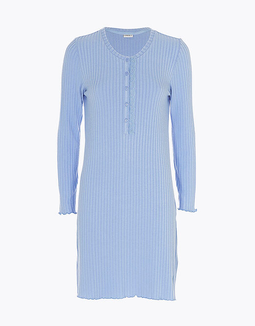 Lovable Camicia da notte in costina calda, azzurro ortensia Consegna Veloce