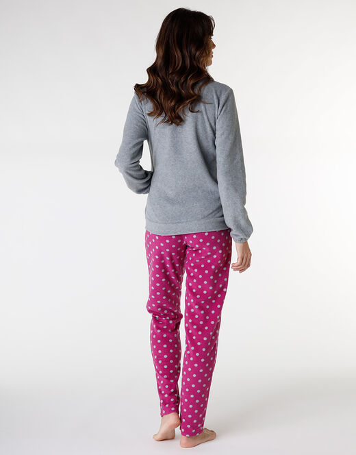 Lovable Homewear aperto in pelliccetta jacquard e micropile, rosa e grigio Novità
