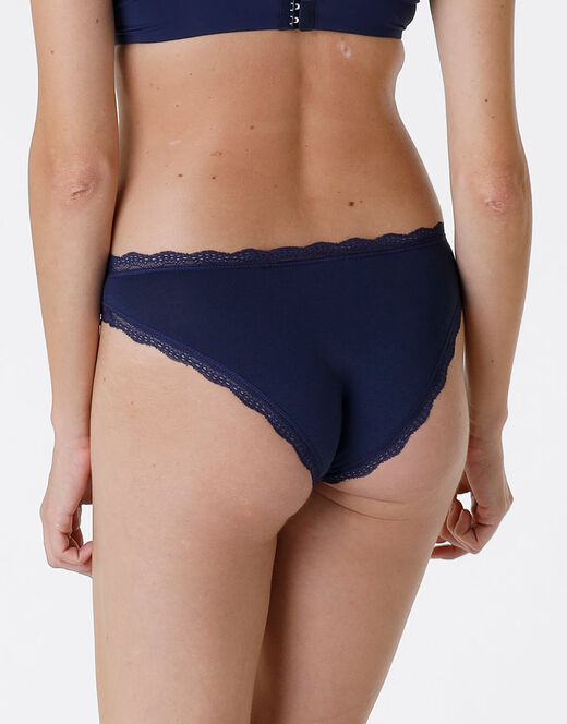 Lovable Slip Lovable Panties in cotone e pizzo elasticizzati, blu scuro Presa
