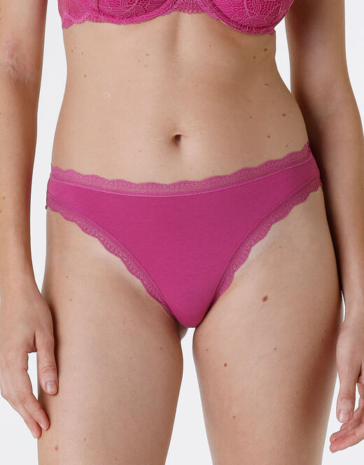 Lovable Slip Lovable Panties in cotone e pizzo elasticizzati, rosa sorbetto Sottocosto
