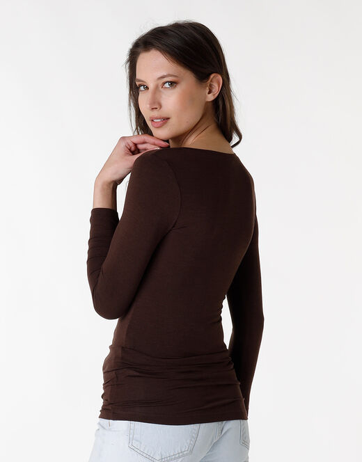 Lovable Maglia con manica a 3/4 effetto thermal Basic Soul, caffè Offerta