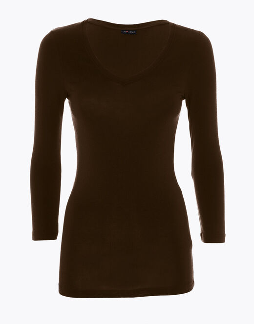 Lovable Maglia con manica a 3/4 effetto thermal Basic Soul, caffè Offerta