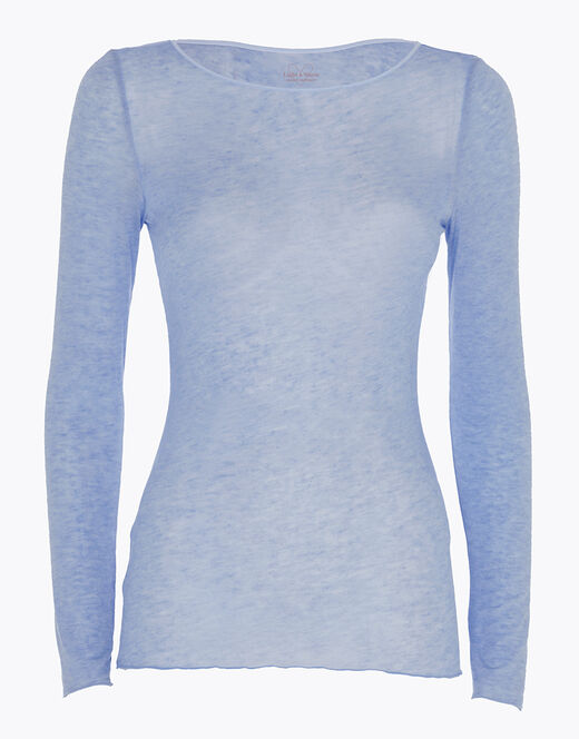 Lovable Maglia con scollo a barchetta e manica lunga in modal e cashmere, ortensia Economico