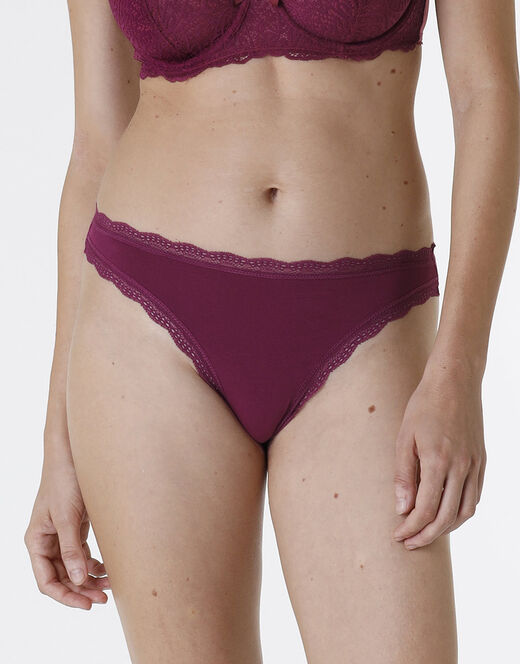 Lovable Slip Lovable Panties in cotone e pizzo elasticizzati, bordeaux Hotsell