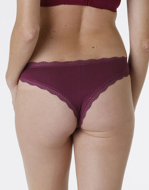 Lovable Slip Lovable Panties in cotone e pizzo elasticizzati, bordeaux Hotsell