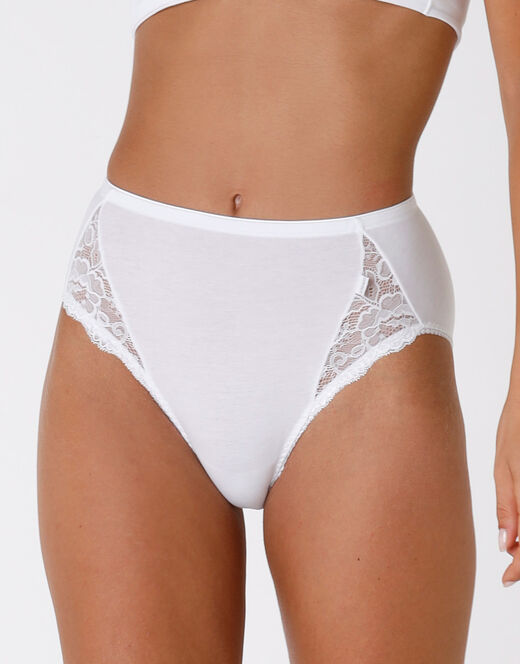 Lovable Slip midi Lovely Charme bianco in cotone elasticizzato con pizzo Promozione Limitata