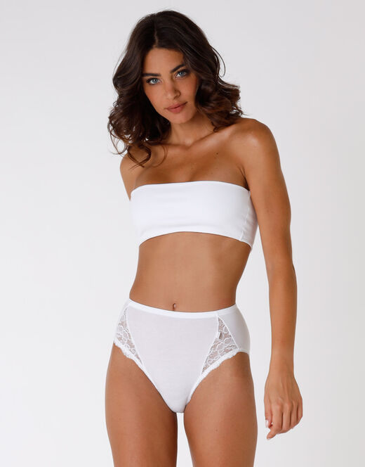 Lovable Slip midi Lovely Charme bianco in cotone elasticizzato con pizzo Promozione Limitata